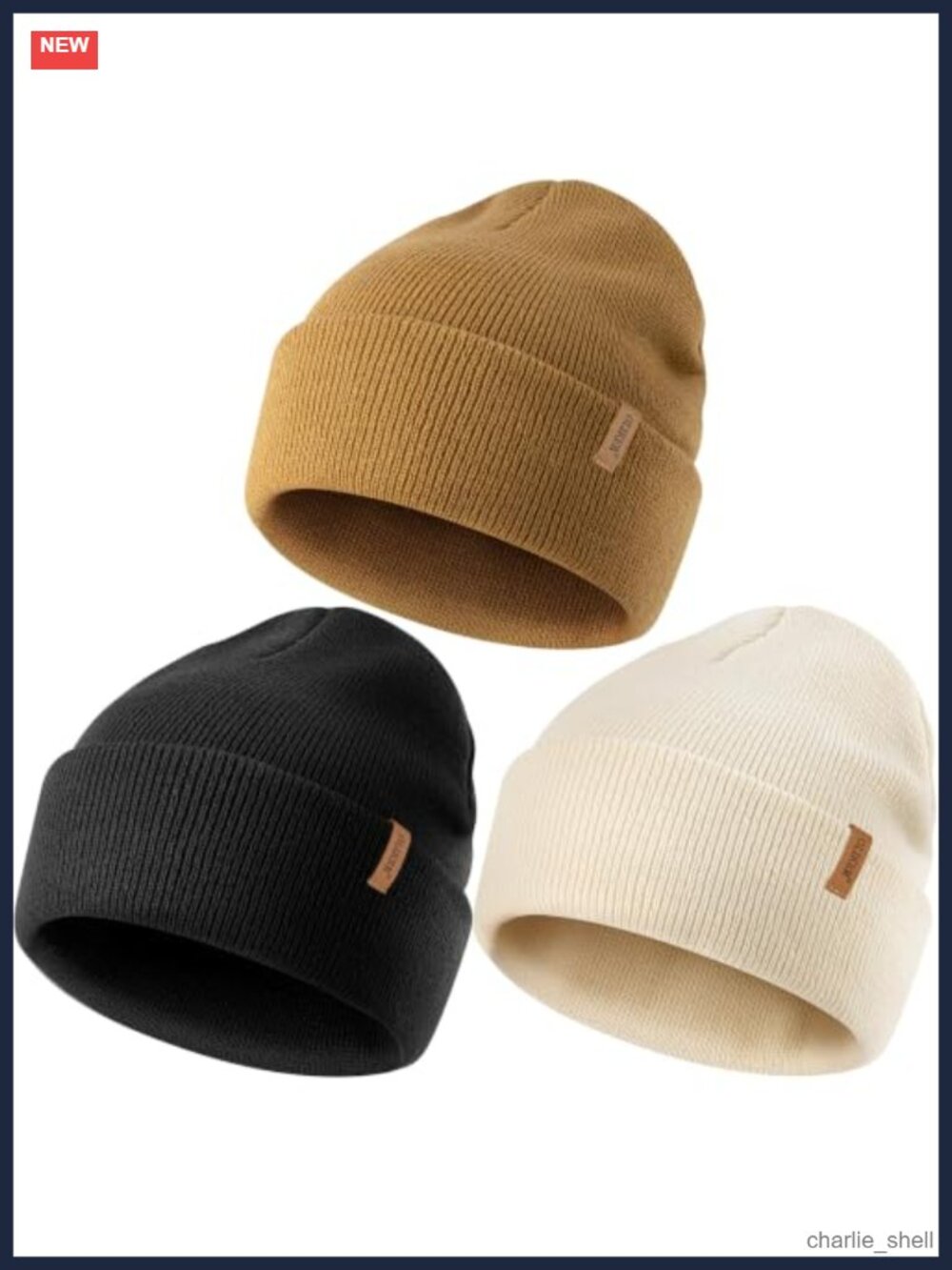 3 Pack Men's Acrylic Beanie Winter Double Layer Warm Knit Skull Cap